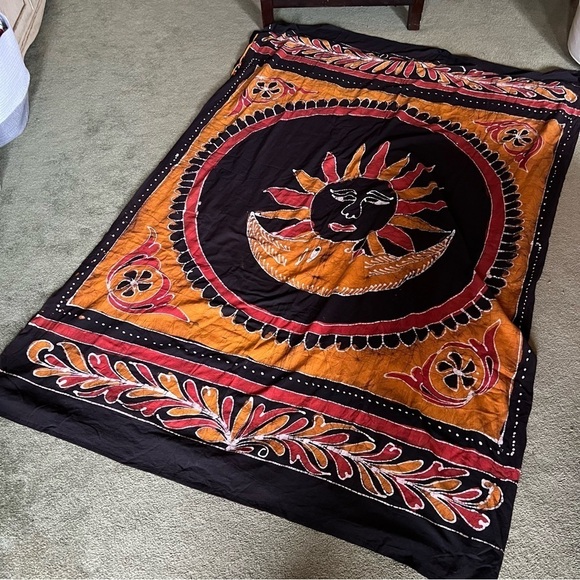 Gypsy Rose Sunshine Tapestry Black Orange Red 85x53” - Picture 7 of 9